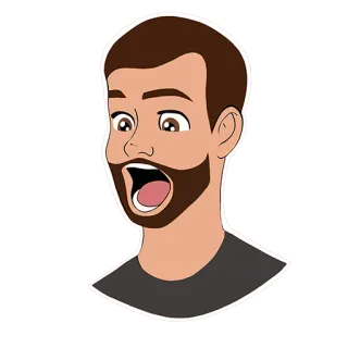 😜 dibujo animado, hombre, impactado, expresión, sorpresa, sticker, boca abierta telegram sticker