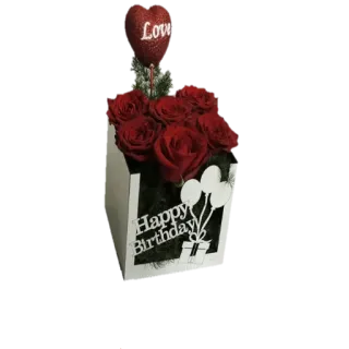 ❤️ Happy Birthday Blumen, Geburtstag, Rosen, Herz, Geschenk, Luftballons telegram sticker