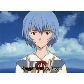 👏 Rei Ayanami Neon Genesis Evangelion Congratulations, faggot anime, rei, ayanami, evangelion, selamat telegram sticker