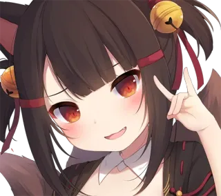 🤟 Anime, Manga, Cartone animato, Carino, Kawaii, Ragazza, Orecchie da gatto, Segno di pace telegram sticker