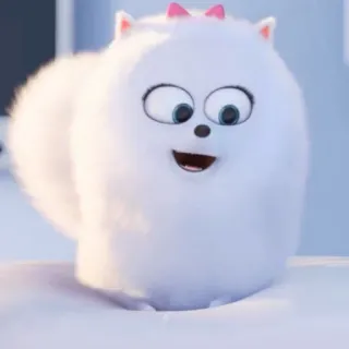 ❄️ Gidget The Secret Life of Pets собака, белый, милый, пушистый, животное, питомец, Гиджет, бант whatsapp sticker