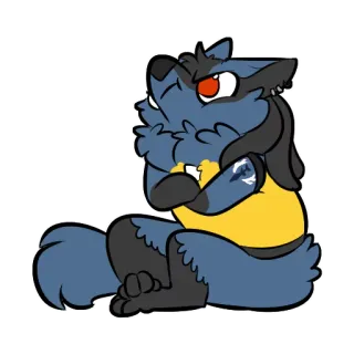 😤 Lucario pokemon, lucario, dibujos animados, sentado, enojado, personaje telegram sticker