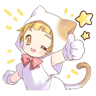 🥳 anime, gato, lindo, pulgares arriba, estrellas telegram sticker