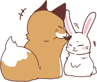 🦊 zorro, conejo, amistad, animales, lindo, dibujos animados whatsapp sticker
