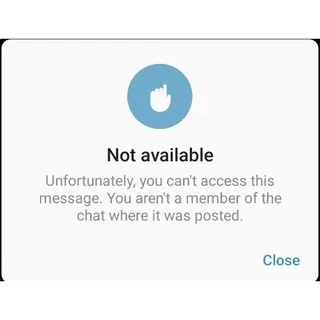 💬 Not available
Unfortunately, you can't access this
message. You aren't a member of the
chat where it was posted.
Close Pesan, Tidak tersedia, Akses, Obrolan, Kesalahan whatsapp sticker