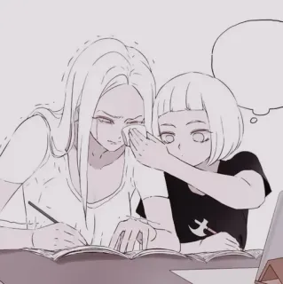 🐚 Anime, Cartone animato, Triste, Madre, Figlia, Disegno, Illustrazione telegram sticker