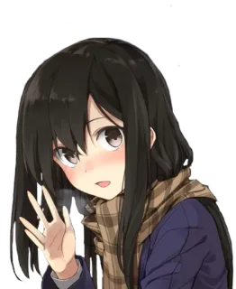 👋 อนิเมะ, ผู้หญิง, การ์ตูน, ผ้าพันคอ, ฤดูหนาว, น่ารัก telegram sticker