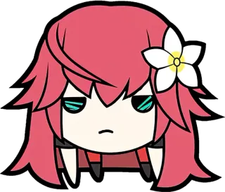 😕 Anime, Kreskówka, Kwiat, Głowa, Naklejka telegram sticker