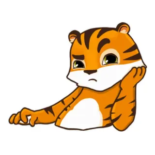 😒 tygrys, zwierzę, smutny, słodki, kreskówka, pomarańczowy, naklejka, ssak telegram sticker