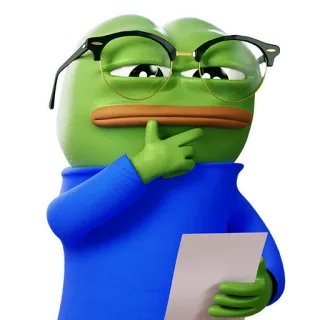 📃 Pepe the Frog Pepe la Rana, Meme, Meme de Internet, Rana, Gafas, Pensando, Dibujo animado telegram sticker