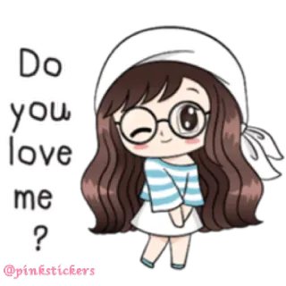 😍 Do you love me? cartoon, girl, love, question telegram sticker