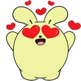 ❤ cartone animato, coniglietto, coniglio, cuori, amore, carino, animale whatsapp sticker