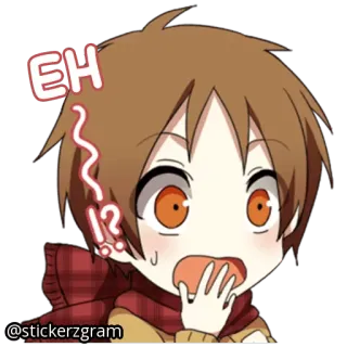 😦 EH!? Аниме, Мультфильм, Выражение, Э, Удивлён, Милый, Персонаж telegram sticker