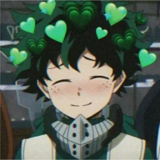 😊 Izuku Midoriya My Hero Academia 나의 히어로 아카데미아, 미도리야 이즈쿠, 애니메이션, 초록 머리, 귀여운, 하트 telegram sticker