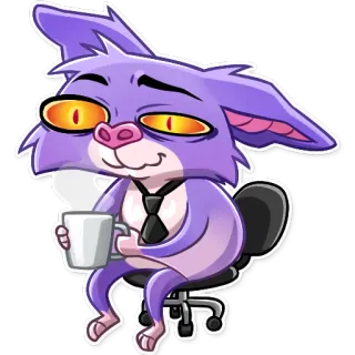 ☕️ кот, животное, кофе, уставший, сонный, мультфильм telegram sticker