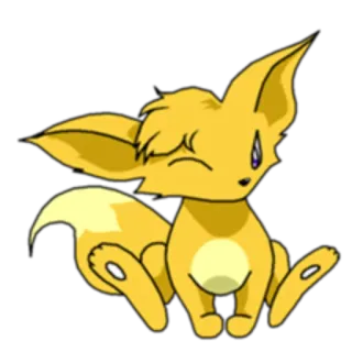 😉 Dessin animé, Animal, Renard, Mignon, Jaune, Kawaii, Anime telegram sticker