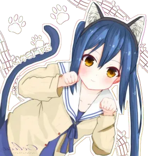 😍 Anime, Neko, Kawaii, Mignon, Manga, Oreilles, Queue, Dessin animé whatsapp sticker