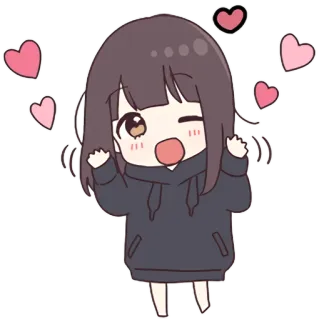 💛 Chibi, Anime, Dibujos animados, Lindo, Chica, Kawaii, Corazones telegram sticker