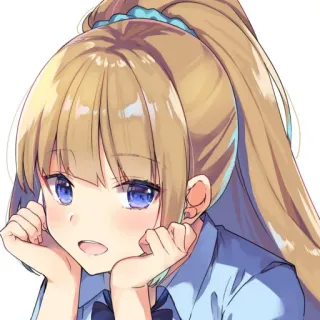 📕 Anime, Fille, Dessin animé, Mignon, Portrait, Blonde, Illustration telegram sticker