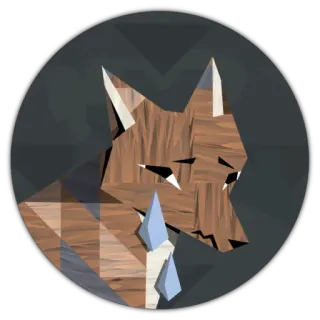 😶 wolf, animal, geometric, sticker, triangles, modern, wood telegram sticker