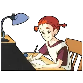 📝 drawing, desk, light, cartoon, character, writing telegram sticker