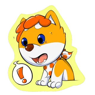 😲 ! dog, exclamation, cute, cartoon, puppy, sticker telegram sticker