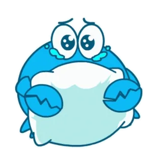 🥺 Krabbe, traurig, Cartoon, Tier, weinen, blau whatsapp sticker