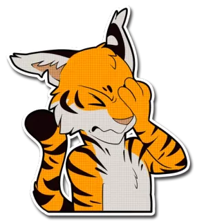 😑 tiger, anthro, furry, exhausted, facepalm, sticker telegram sticker