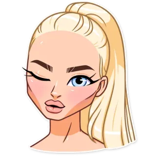 😉 kobieta, twarz, blondynka, kreskówka, naklejka, mrugnięcie telegram sticker