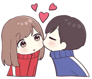 🌟 desenho animado, amor, casal, beijo, afeição, chibi telegram sticker