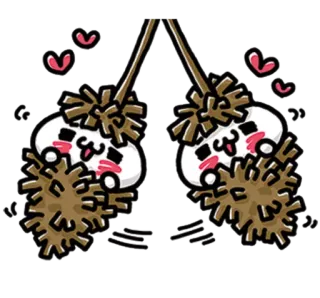 💞 dễ thương, hoạt hình, trái tim, pom pom, kawaii, kỳ quặc telegram sticker