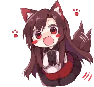 😄 anime, chibi, cat, girl, kawaii, cute, animal ears, paw prints telegram sticker