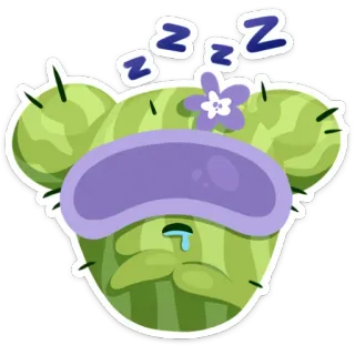 😴 zzzz cacto, dormindo, cansado, planta, desenho animado, sonolento, flor, zzz whatsapp sticker