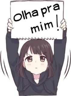 😚 Olha pra mim! anime, girl, sign, look at me, cartoon telegram sticker