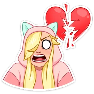 💔 sticker, animé, coeur brisé, fille, triste, frustration whatsapp sticker