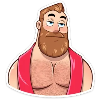 😕 homme, barbe, muscle, dessin animé, autocollant whatsapp sticker