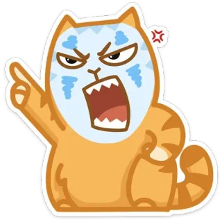 😡 chat, fâché, énervé, pointant, grimace, masque, animal, dessin animé telegram sticker