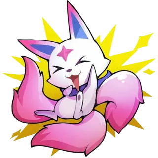 😆 stiker, kartun, imut, binatang, merah muda, putih, fantasi, kucing telegram sticker