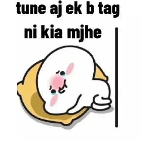 👀 tune aj ek b tag ni kia mjhe triste, fofo, coelho, almofada, desenho animado, chorando telegram sticker
