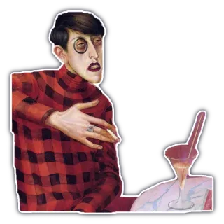 🍸 hombre, monóculo, rojo, cóctel, retrato, retro telegram sticker