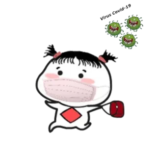 🪃 Virus Covid-19 virus, COVID-19, khẩu trang, sức khỏe, đại dịch, phim hoạt hình telegram sticker