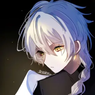 😐 anime, manga, white hair, yellow eyes, character, art telegram sticker