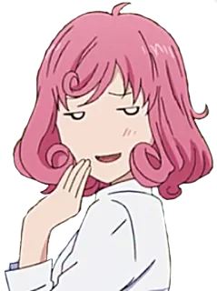 😈 Anime, Dibujos animados, Pelo rosa, Presumido, Personaje, Cara whatsapp sticker