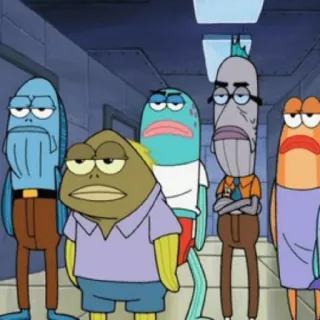 😀 Spongebob, hoạt hình, cá, chán, nhóm, hoạt hình whatsapp sticker