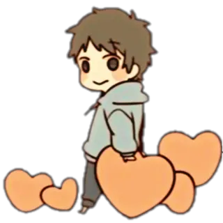 🌨 Anime, Junge, Herzen, Liebe, Süß, Cartoon, Kawaii telegram sticker