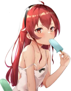 😍 อนิเมะ, ผู้หญิง, ไอศกรีม, น่ารัก, ผมแดง telegram sticker