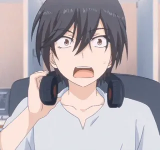 🥢 Anime, Menino, Surpreso, Fones de ouvido telegram sticker
