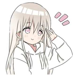 👍 Аниме девушка, Мультфильм, Милый, Блестки, Белые волосы, Толстовка telegram sticker