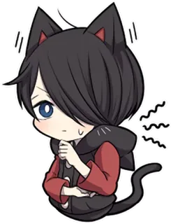 🤔 고양이, 애니메이션, 치비, 카와이, 귀여운, 만화, 스티커 telegram sticker