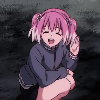 😄 Anime, Mädchen, Rosa Haare, Cartoon telegram sticker